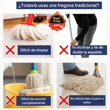 FácilMop™ - Fregona Autoescurrible Limpia sin esfuerzo + Pack Pre Black Friday GRATIS 🎁