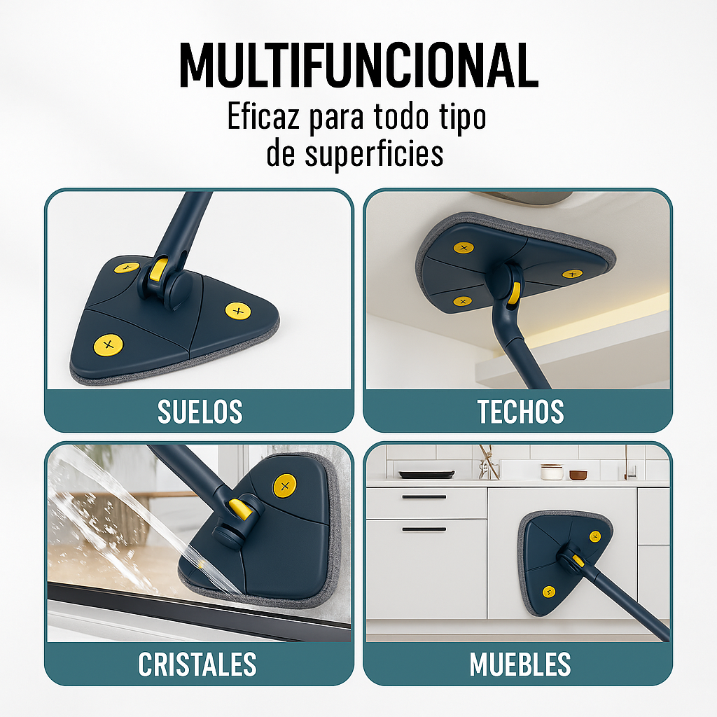 FácilMop™ - Fregona autoescurrible, limpia sin esfuerzo y sin agacharte