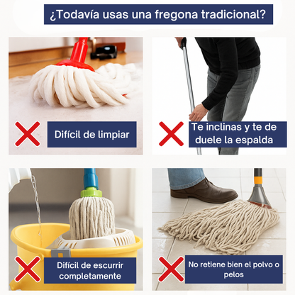 FácilMop™ - Fregona autoescurrible limpia sin esfuerzo + 10 recambios GRATIS